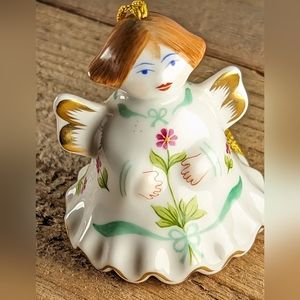 Vintage Boglar Porcelain Angel Christmas Tree Ornament, Made in Hungary